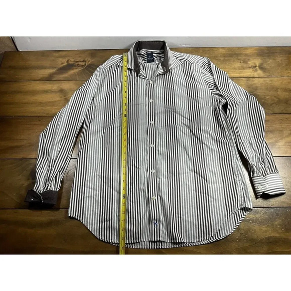 Tailorbyrd Mens Size Large Stripe Long Sleeve Button Down Shirt 2-Ply Yarn - Picture 2 of 12